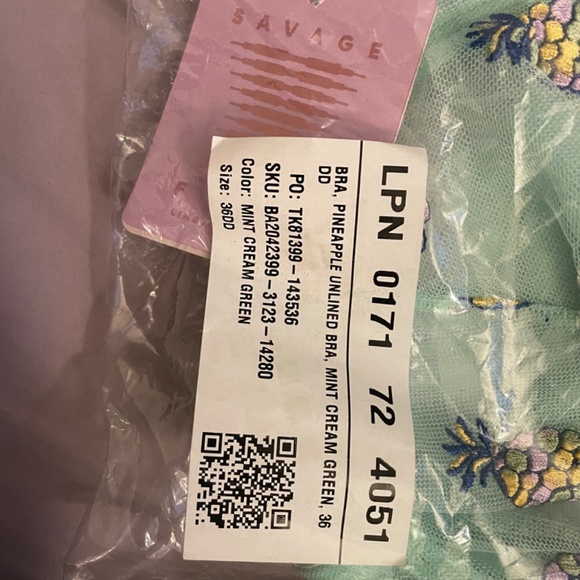 Fenty X Savage Tutti Fruity Embroidered Tulle Unlined Bra 36DD - Picture 2 of 4